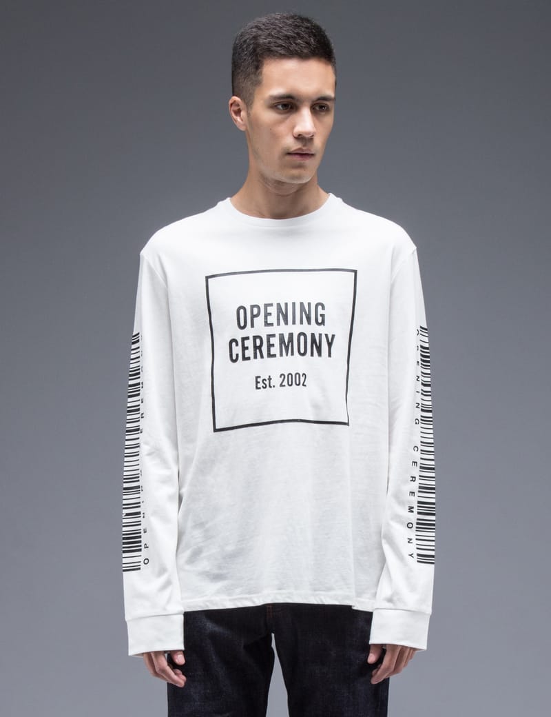 Opening Ceremony - White Oc Barcode L/S T-shirt | HBX - HYPEBEAST