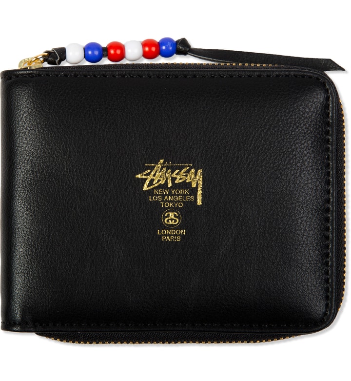 Stüssy - Black Classic Bead Zip Wallet | HBX Stüssy - Black Classic Bead Zip Wallet | HBX
