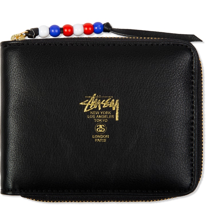 Stüssy - Black Classic Bead Zip Wallet | HBX