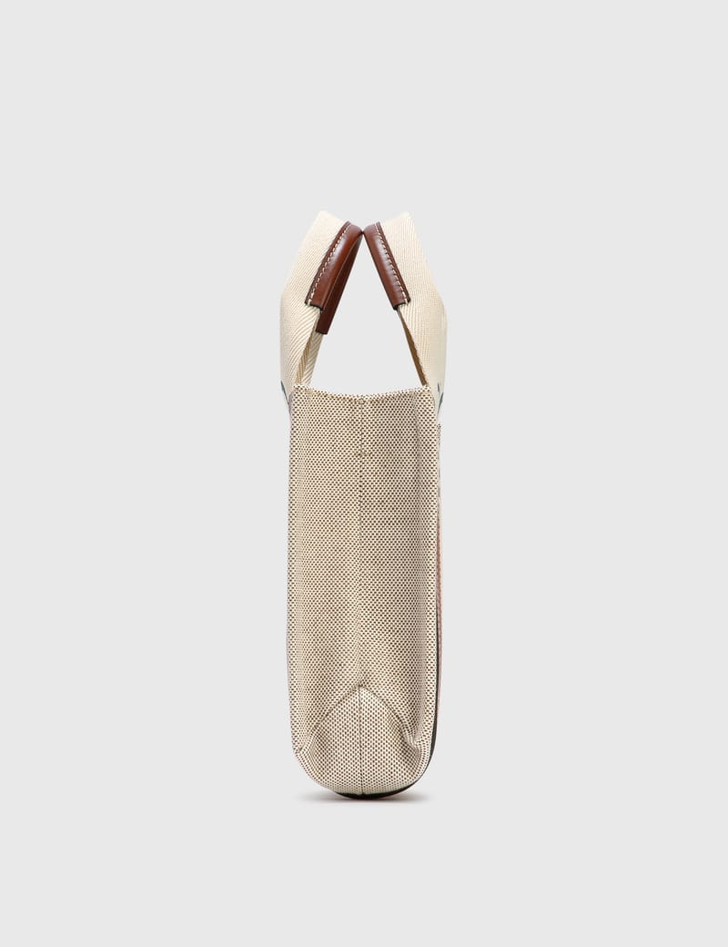 トートバッグ Chloe Woody Small Tote Bag White Brown Chloé Woody Small Linen Tote Bag CHC22AS397I2690U