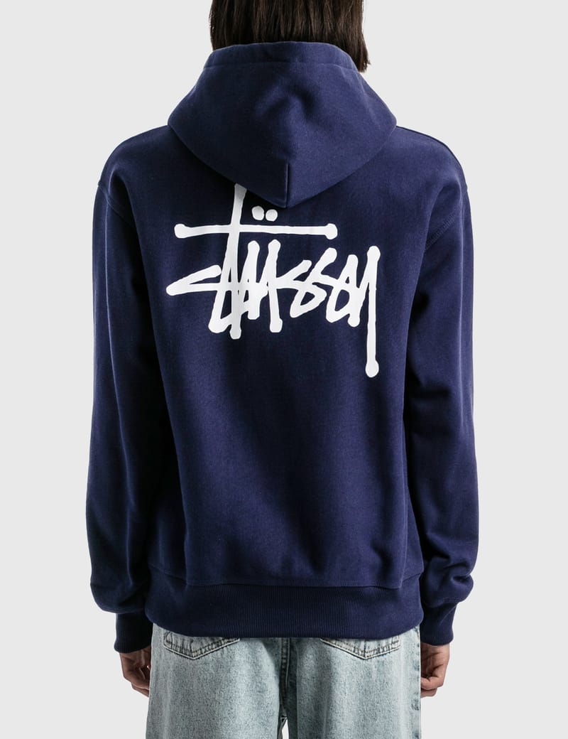 Basic Stüssy Zip Hoodie – Navy | Sweats | Official Stüssy