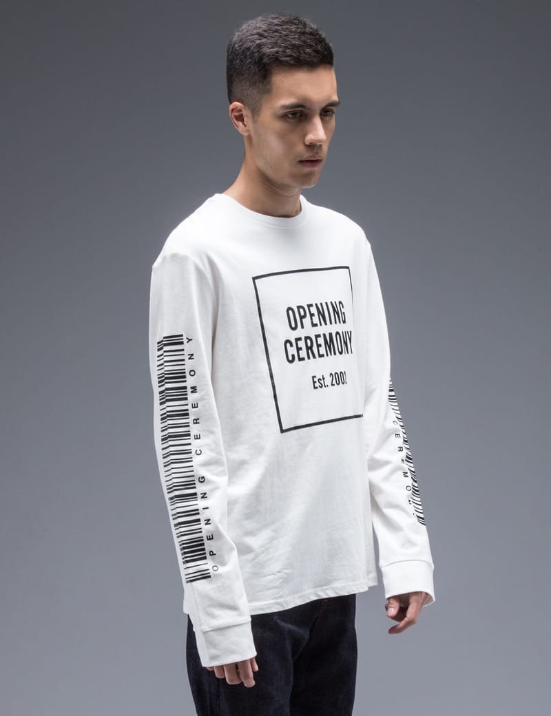 Opening Ceremony - White Oc Barcode L/S T-shirt | HBX - HYPEBEAST