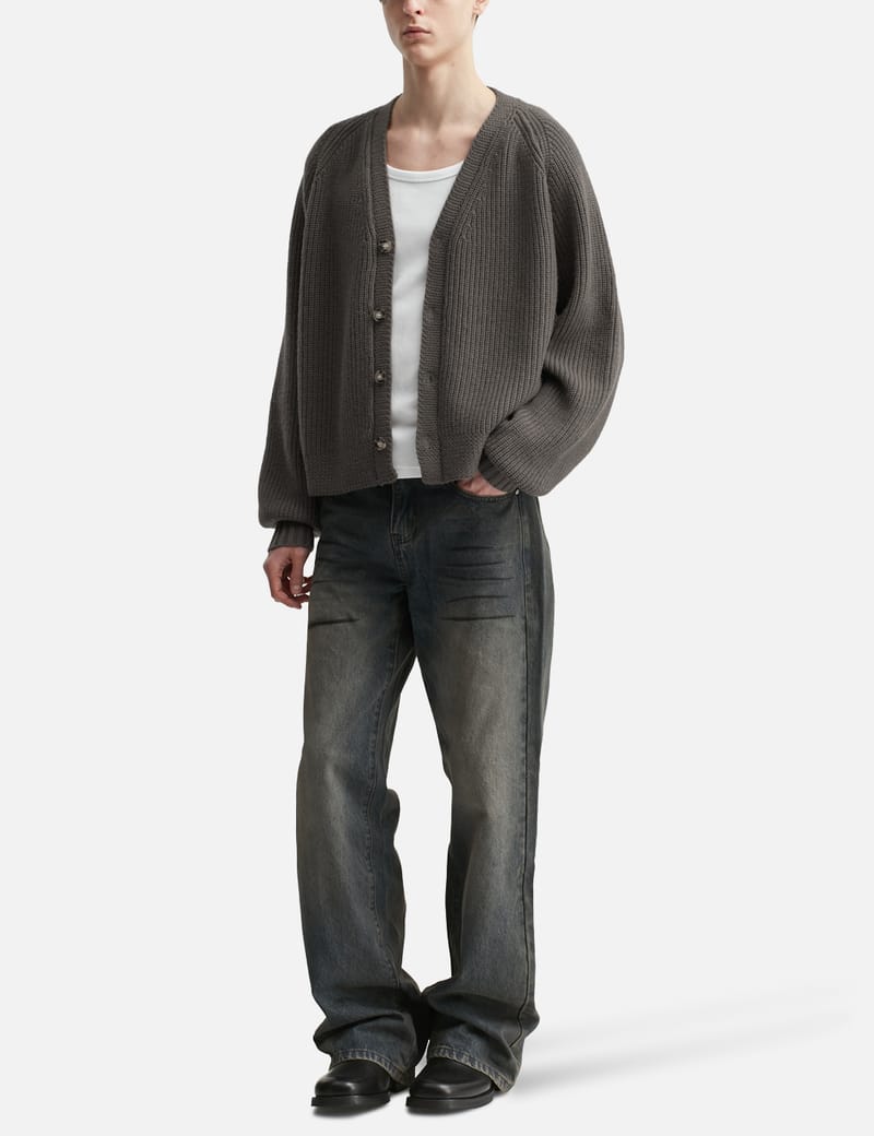 Basketcase HENCH, Knit Cardigan - Brown V-neck wool-blend with