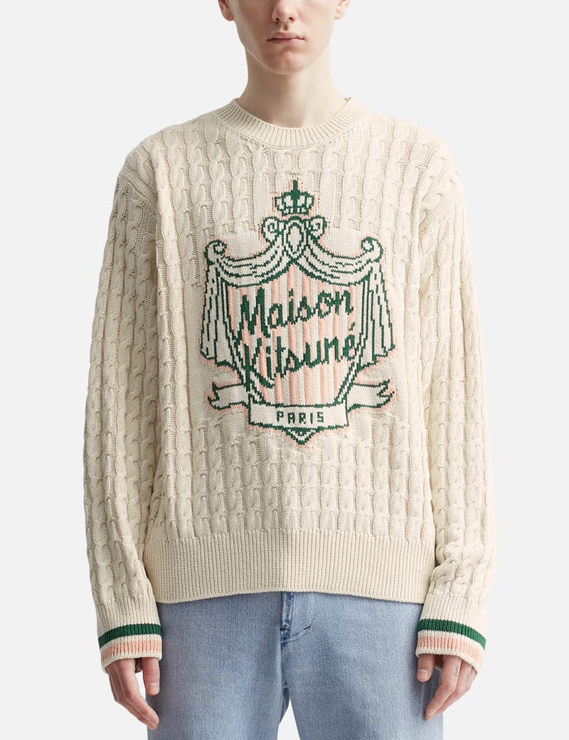 Maison Kitsuné - MAISON KITSUNE CREST CABLE JUMPER | HBX