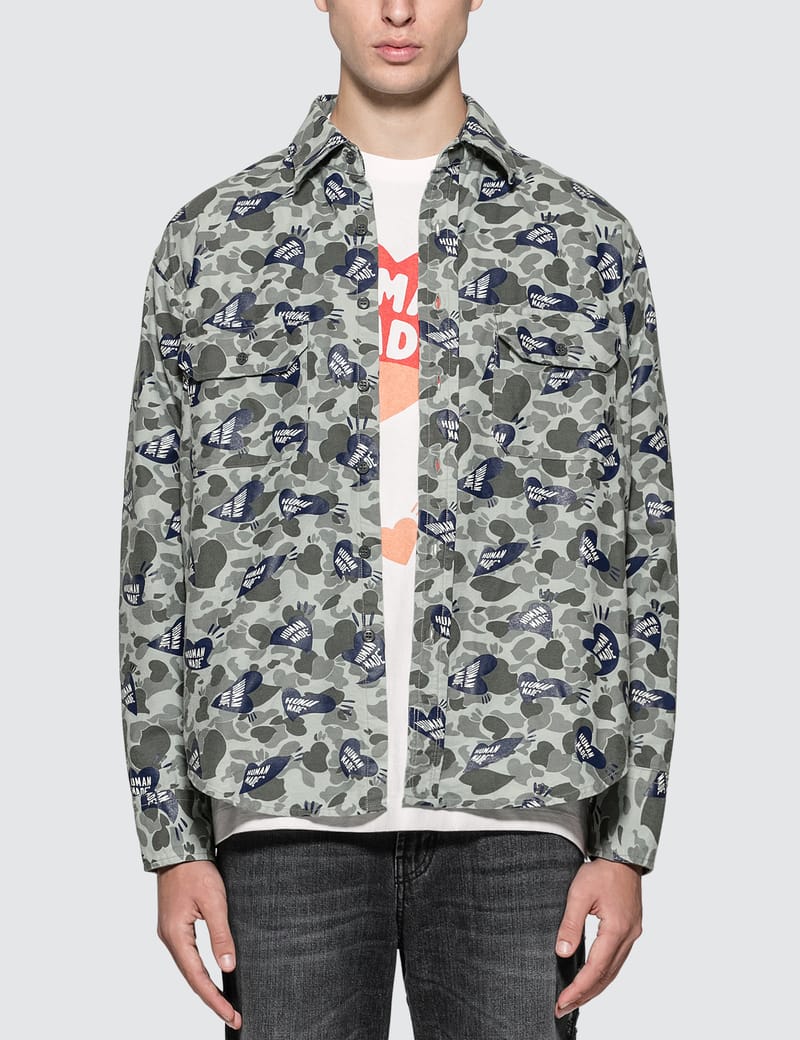 Human Made - Heart Camo Shirt | HBX - ハイプビースト(Hypebeast)が