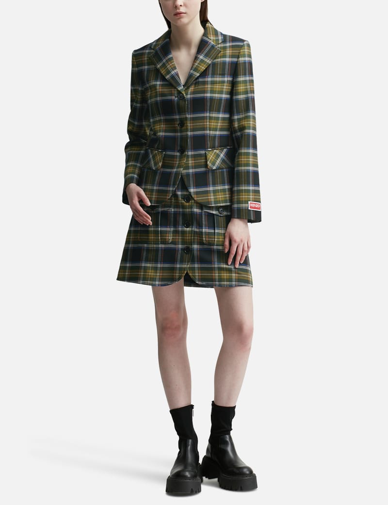KENZO 関税込 Aライン チェック ミニスカート KENZO】Aライン チェック ミニスカート【送料関税込】