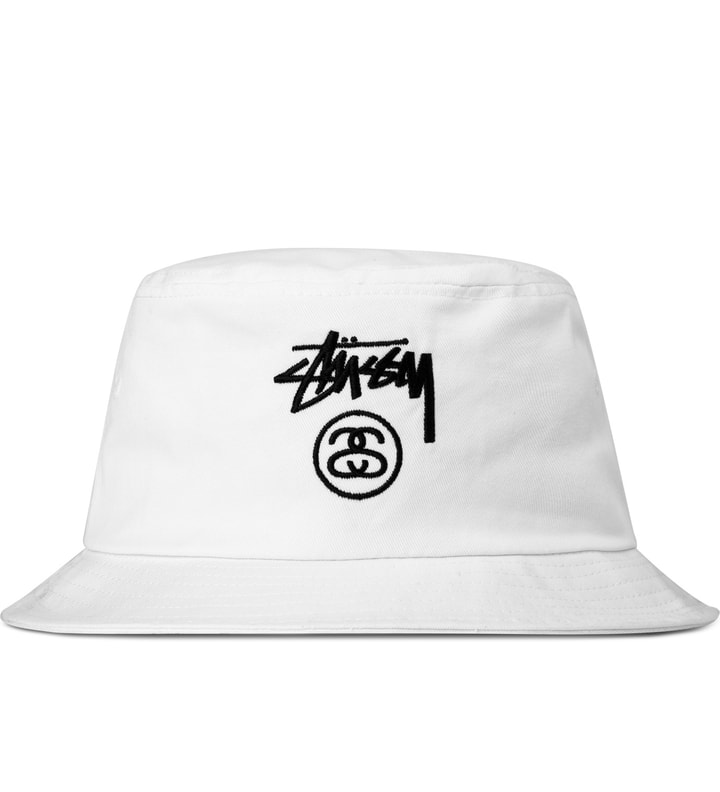 Stüssy White Stock Lock Bucket Hat HBX Globally Curated Fashion