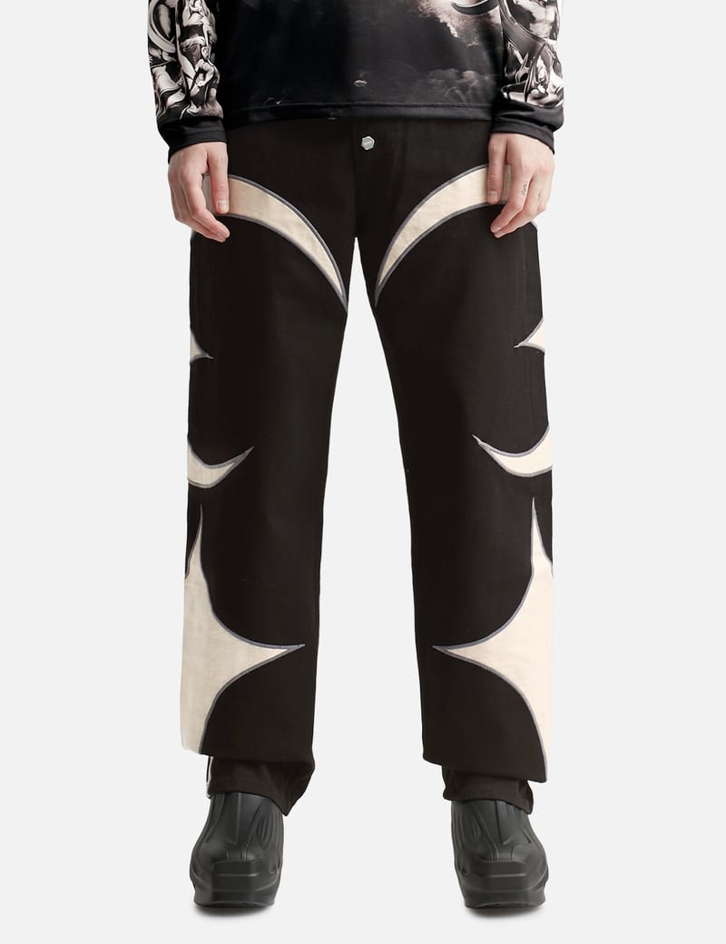 THUG CLUB - TC LEATHER BLACK DENIM PANTS | HBX - Globally Curated