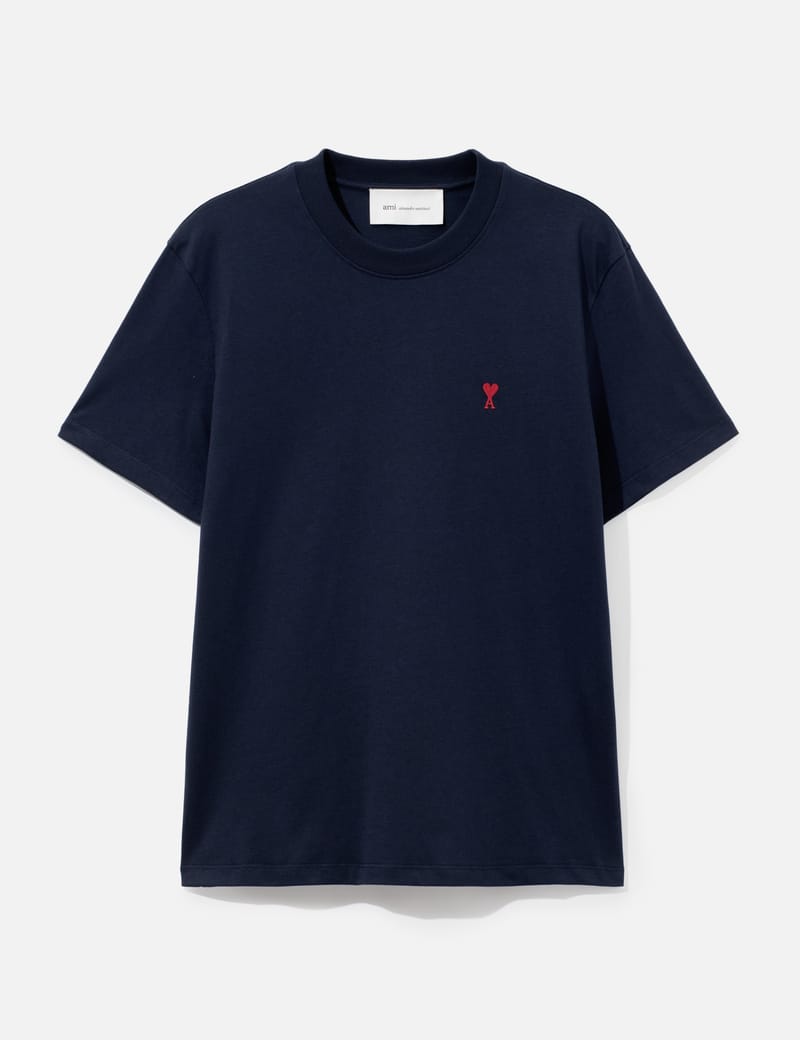 Ami White Cotton Red Ami de Coeur T-Shirt - Organic cotton classic