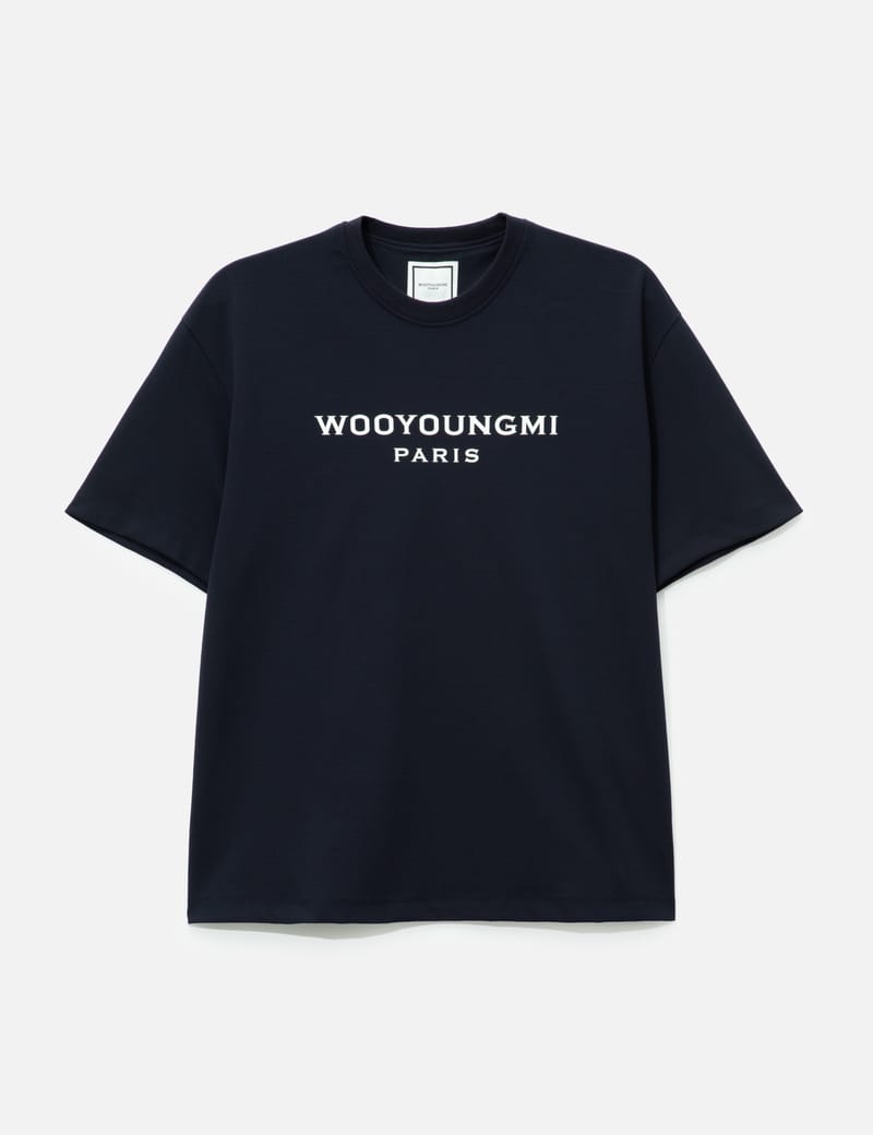 Wooyoungmi Tuft Embroidered Back Logo T-Shirt - Navy cotton