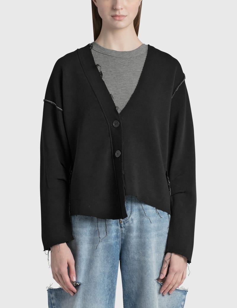 Perverze Slip Knit Cardigan In Black | ModeSens