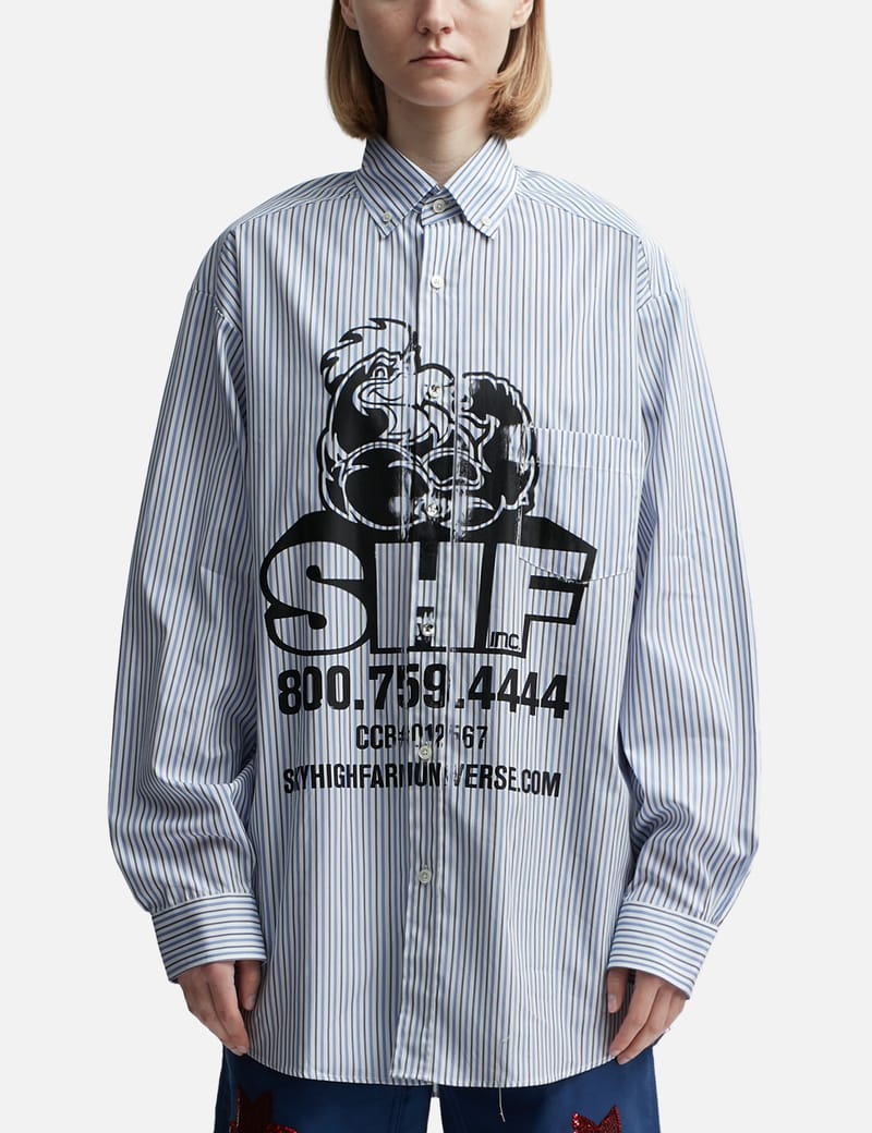 SKY HIGH FARM ストライプ長袖シャツ Sky High Farm Workwear SHF Chicken Button Down Shirt - Blue