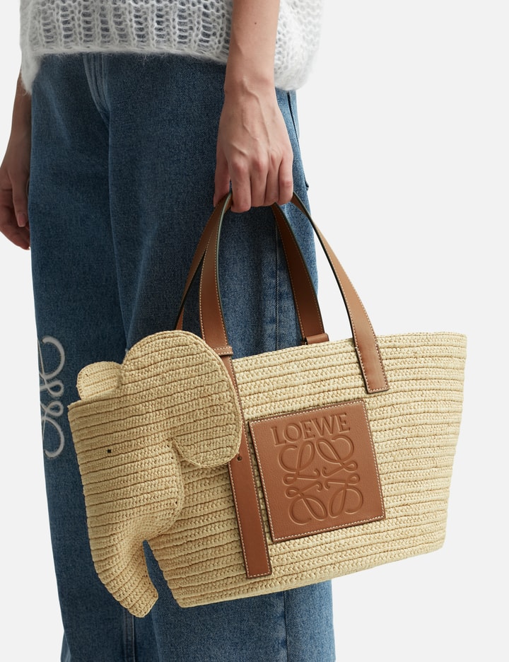 Loewe Elephant Basket Bag In Raffia And Calfskin HBX Globally