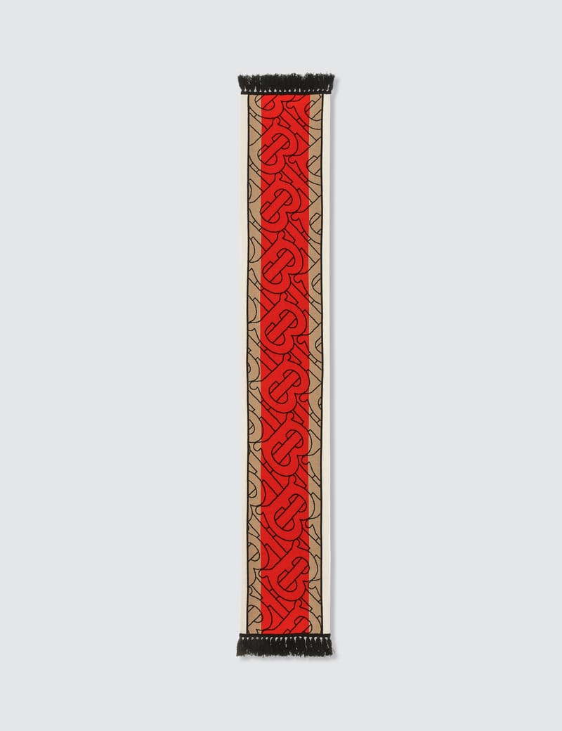 Burberry - Striped Monogram Cashmere Jacquard Scarf | HBX