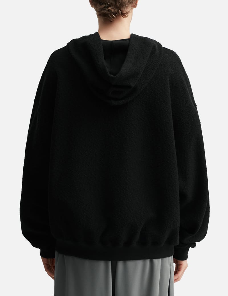 FFFPostalservice Curved Zip-Up Round Hem Hoodie - Black French