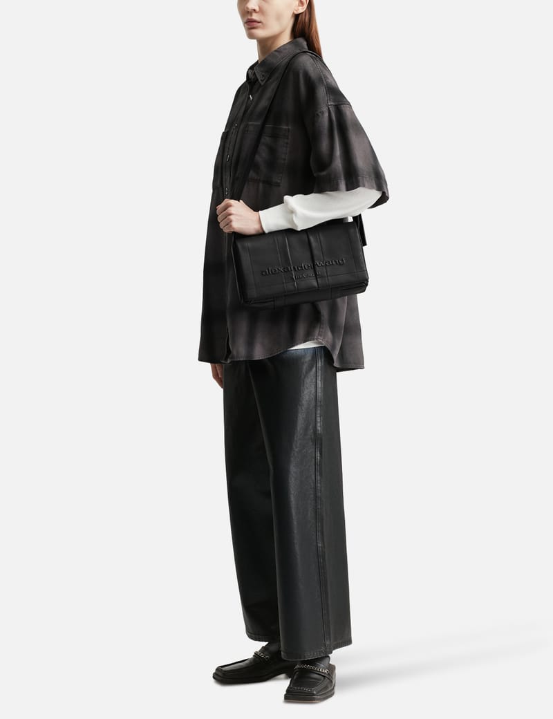 Alexander Wang Pack Flap Crossbody Bag Leather Medium - Black