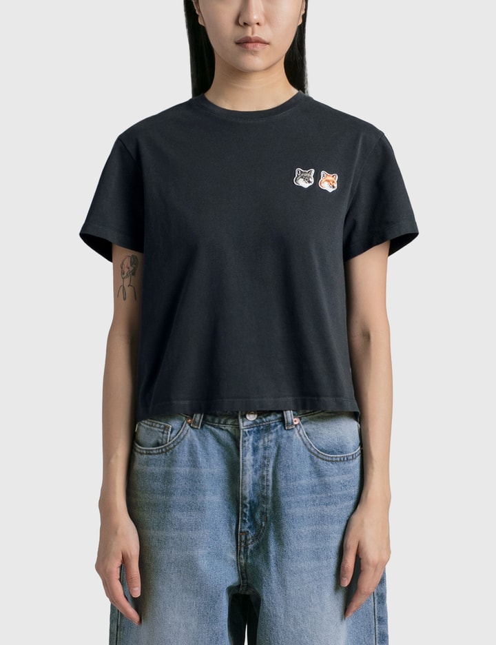 【MAISON KITSUNE】 DOUBLE FOX HEAD PATCH CROPPED T-SHIRT 