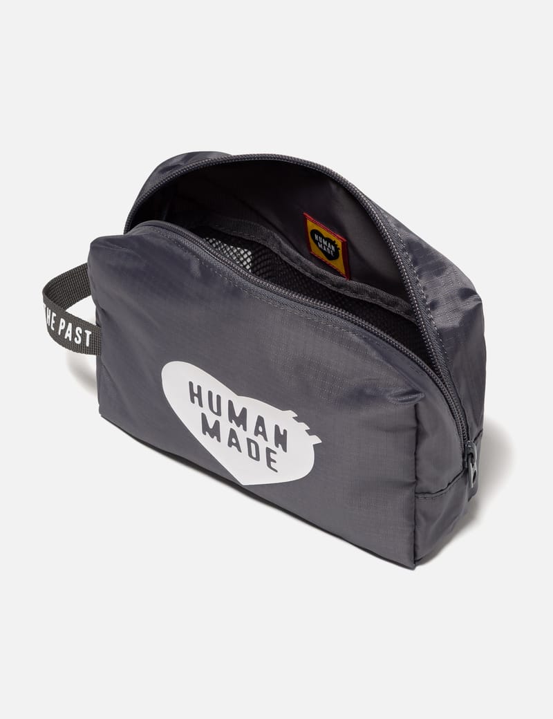 Human Made Travel Pouch - Gray polyester organizer with mesh