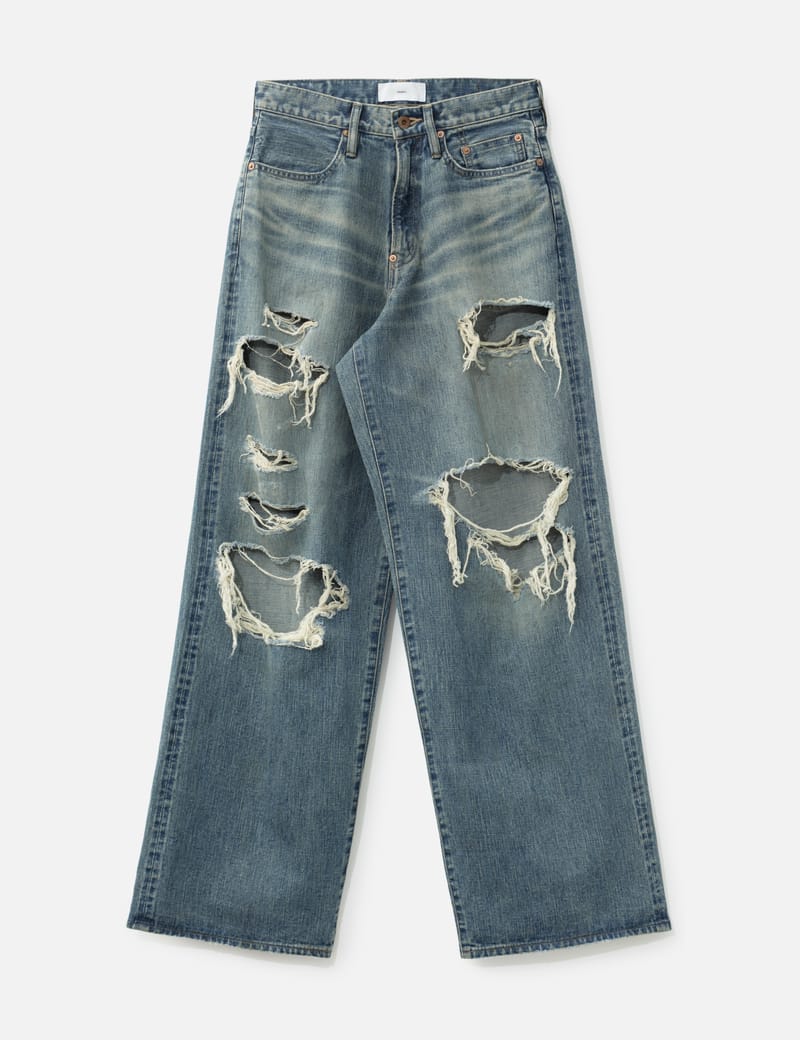 SUGARHILL Rigid Biker Denim Pants - Indigo cotton biker jeans with