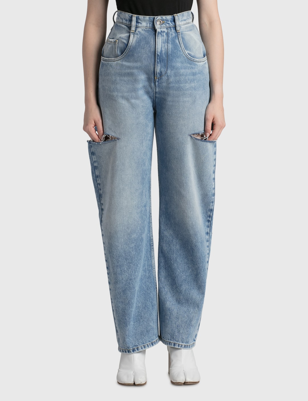 Maison Margiela - Cut-Out High Rise Jeans | HBX - Globally Curated ...