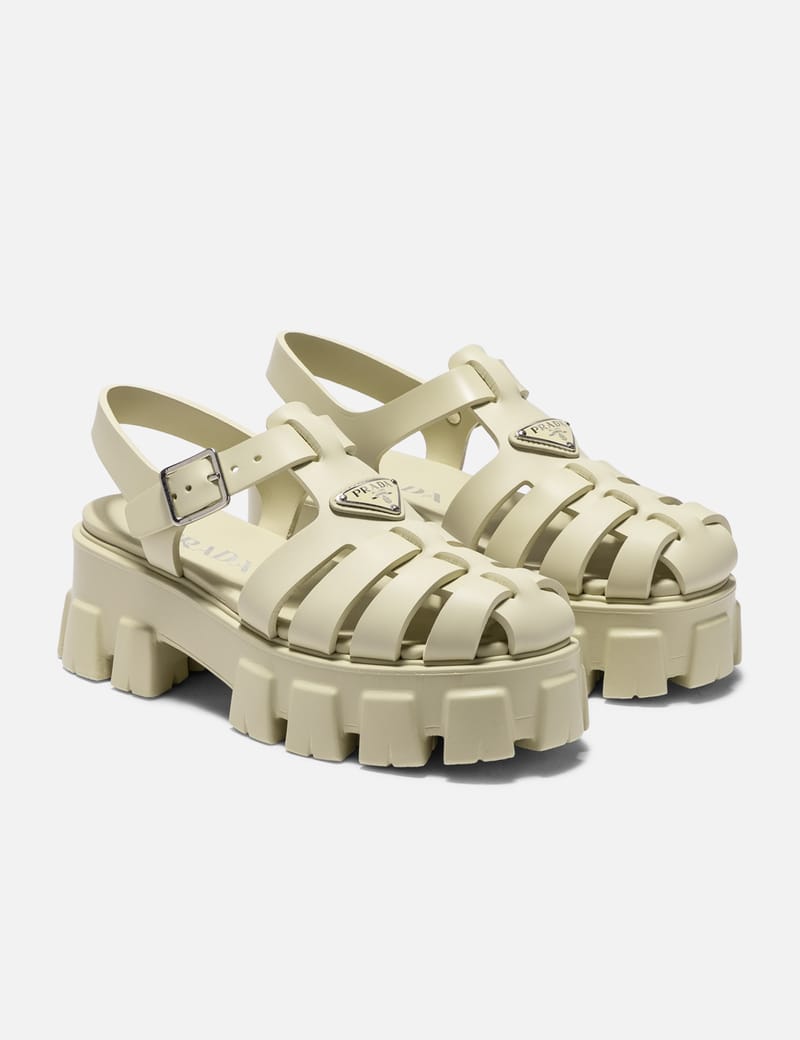 Prada elasticated 2024 logo strap sandals