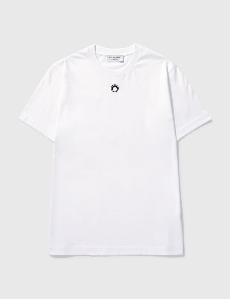 Marine Serre Logo-embroidered Organic Cotton T-shirt In White