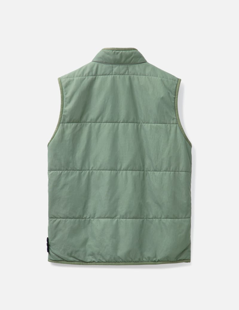Reversible Cashpad Zip Vest in Spruce Nylon/Navy Cashmere