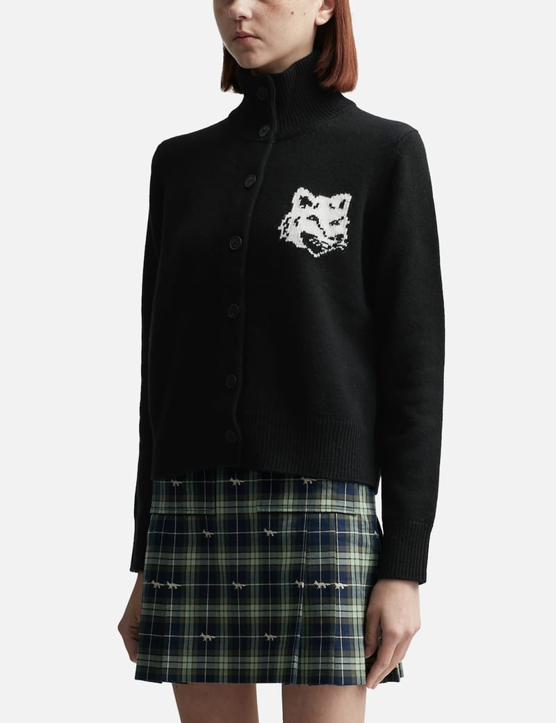 Maison Kitsuné - Fox Head Intarsia High Neck Cardigan | HBX