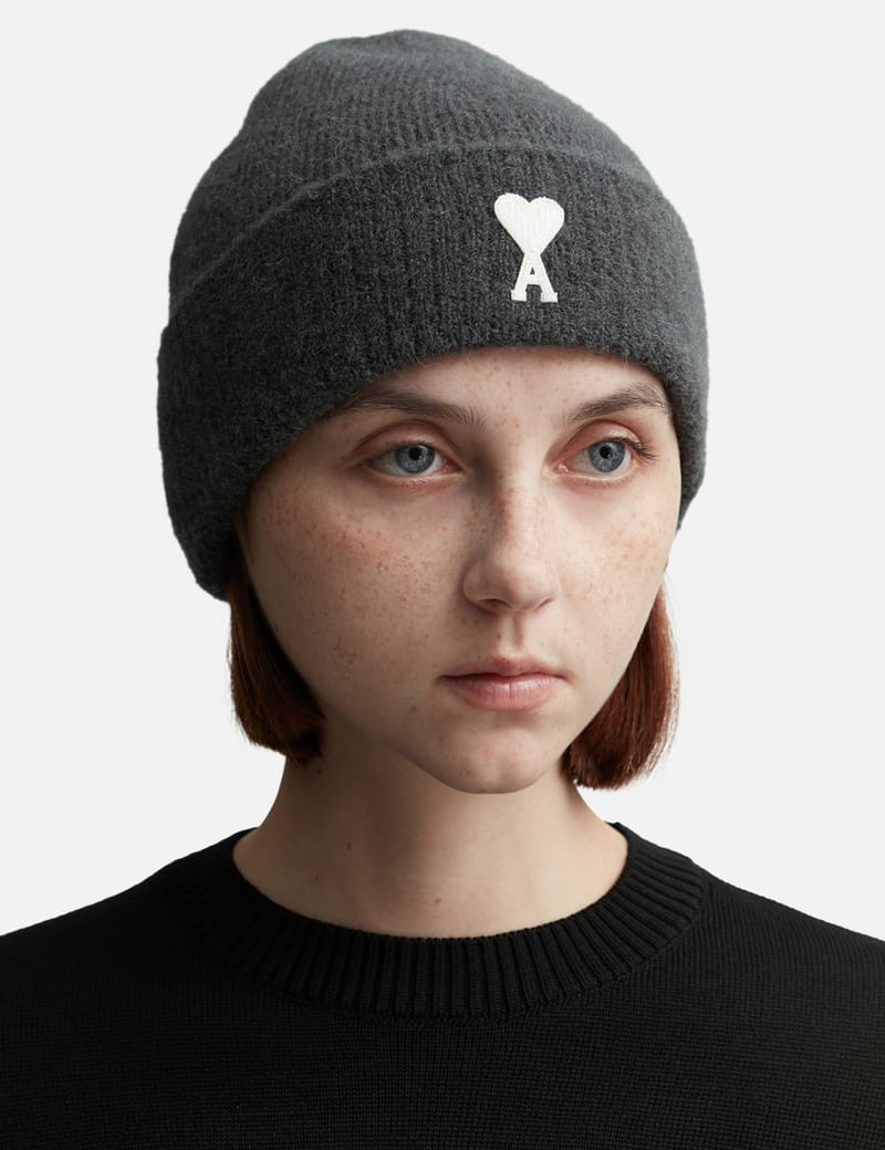 AMIPARIS AMI DE COEUR ビーニー OFFWHITE/BLACK White Wool Ami De Coeur Beanie | AMI PARIS
