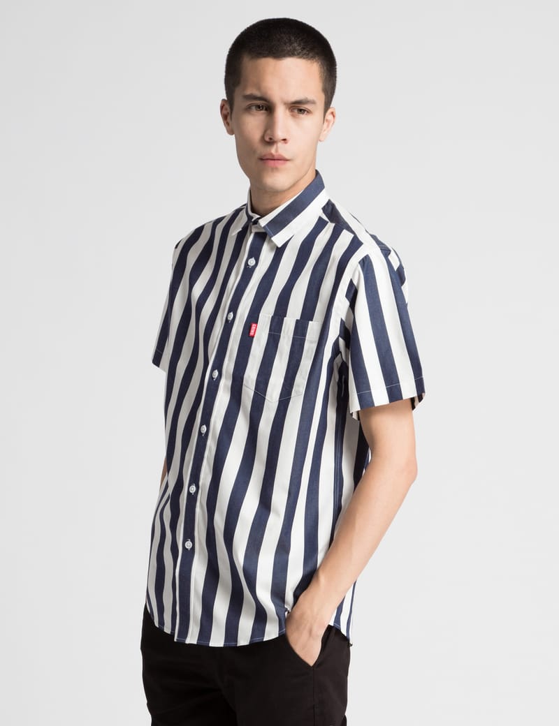 GRIND LONDON - Blue/White Stripe SS Shirt | HBX - Globally Curated