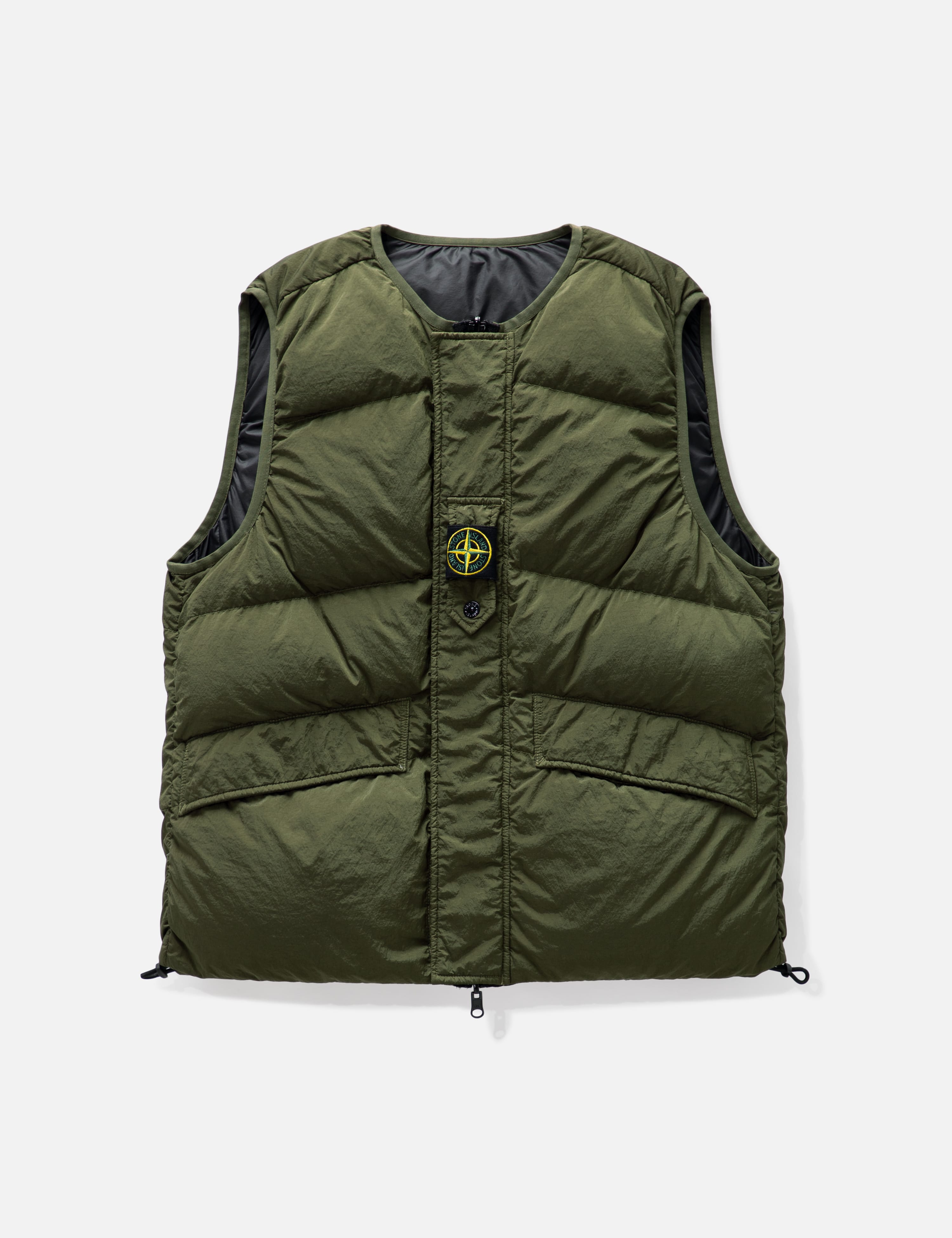 Stone Island - CENTRAL LOGO DOWN VEST | HBX - Globally Curated