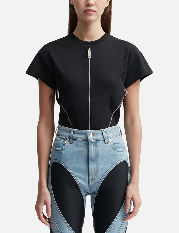 MUGLER - Zipped Jersey Bodysuit | HBX - Globally Curated Fashion and ...