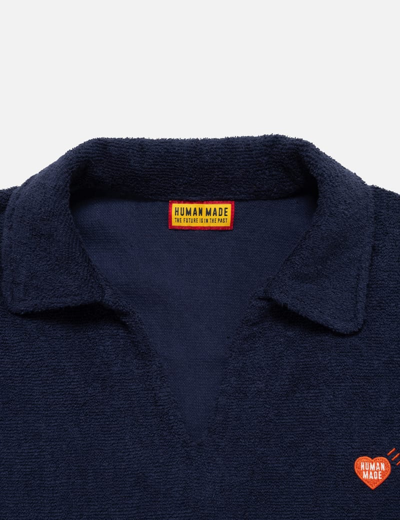 HUMAN MADE PILE PULLOVER SHIRT ネイビー Human Made Pile Pullover Shirt - コットン素材の半袖オープンカラー