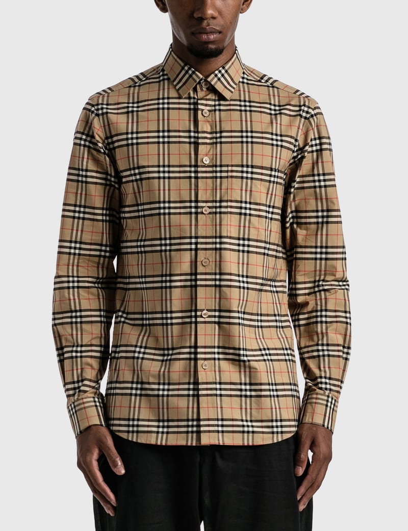 Check stretch clearance cotton shirt burberry