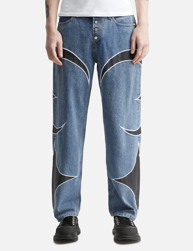 THUG CLUB Leather Denim PANT