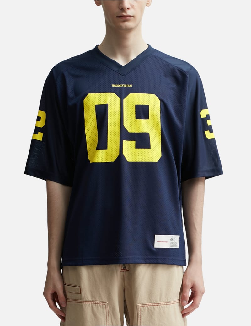 ★thisisneverthat★ Mesh Football Jersey Navy TN241WTOSP01NA thisisneverthat® - MESH FOOTBALL JERSEY | HBX - Globally