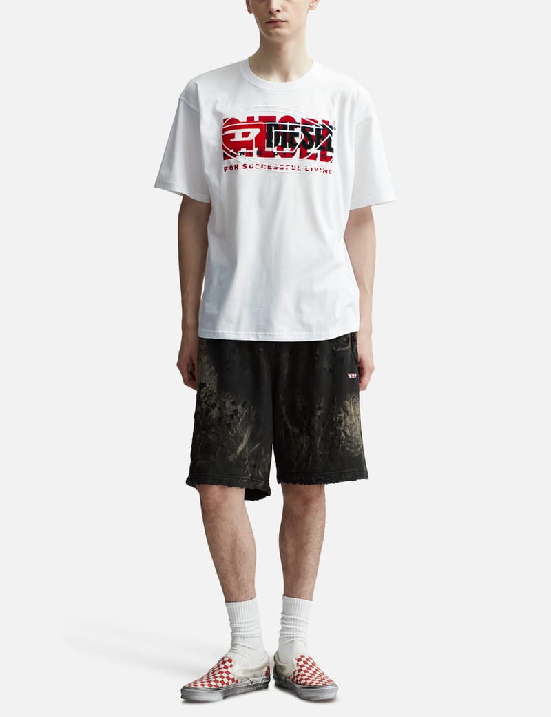 Diesel - T-shirt with layered logos | HBX - Globally Curated