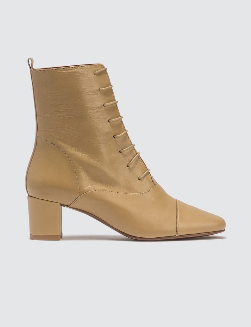 BY FAR Lada Leather Cream Boots HBX Globally Curated Fashion