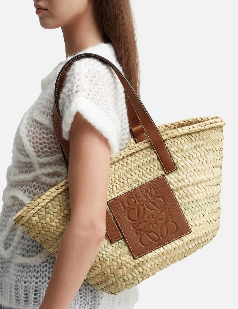 Loewe basket bag in 2025 palm leaf and calfskin