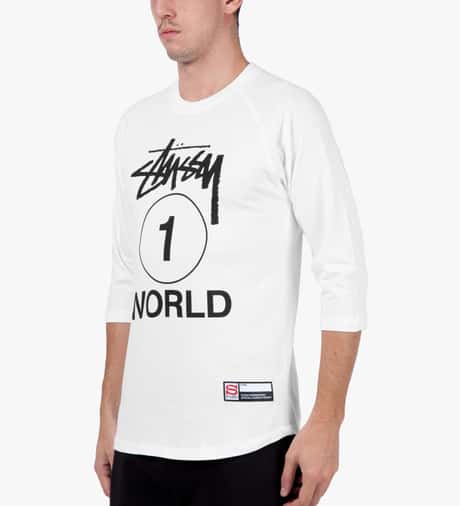 White One World Baseball T Shirt