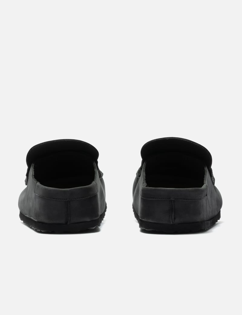 Birkenstock Naples Wrapped - Black oiled-leather moccasins with