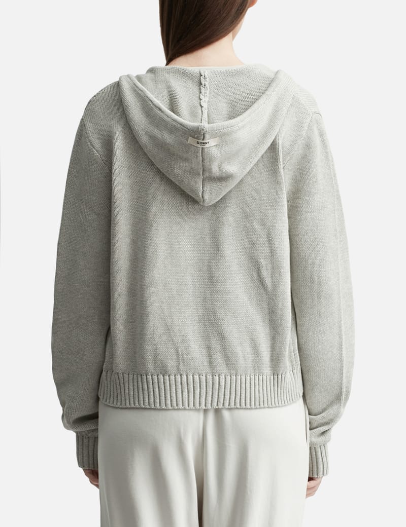 Glowny G Classic Knit Zip Up - 100% cotton hooded jacket in