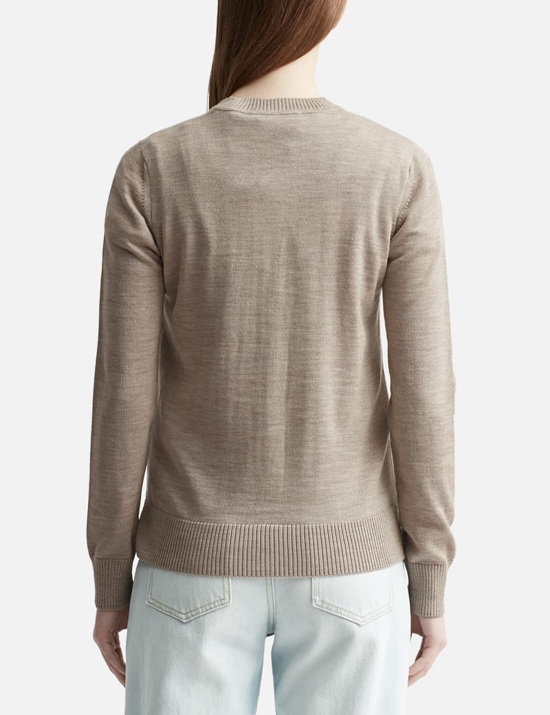 Maison Kitsuné - Fox Head Patch Adjusted R-Neck Cardigan | HBX