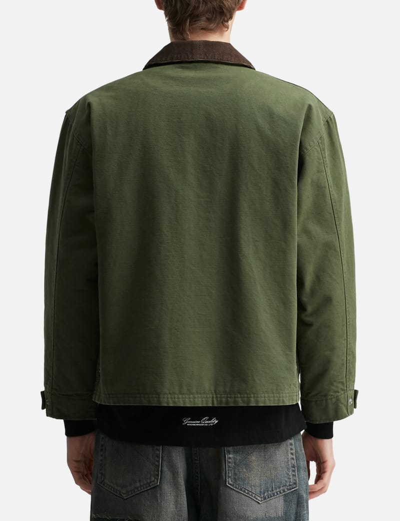 NEIGHBORHOOD Fireman Jacket - Olive-drab duck canvas jacket with
