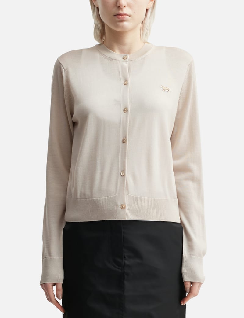 メゾンキツネ BABY FOX PATCH FITTED CARDIGAN BABY FOX LAMBSWOOL FITTED CARDIGAN | Maison Kitsuné