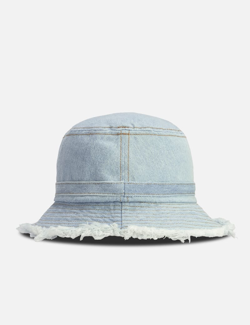 帽子 GANNI Fisherman Bucket Hat Denim GANNI Washed Denim Bucket Hat | Blue | FARFETCH
