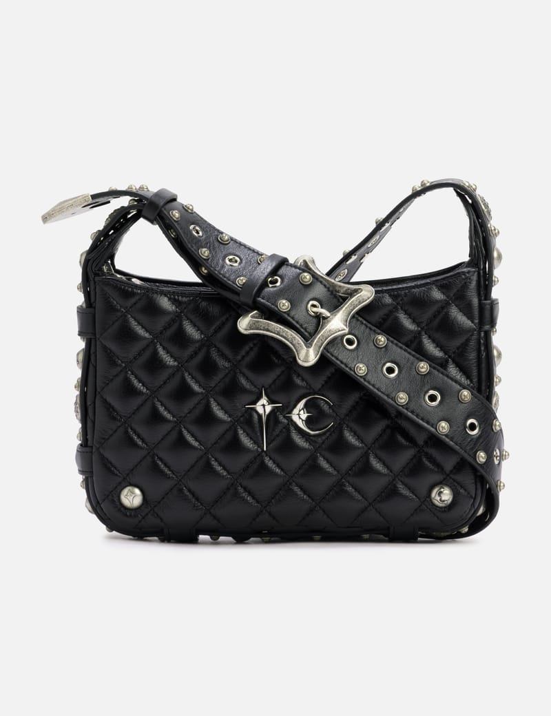 THUG CLUB Angels Quilted Belt Bag - Black cowhide, quilted