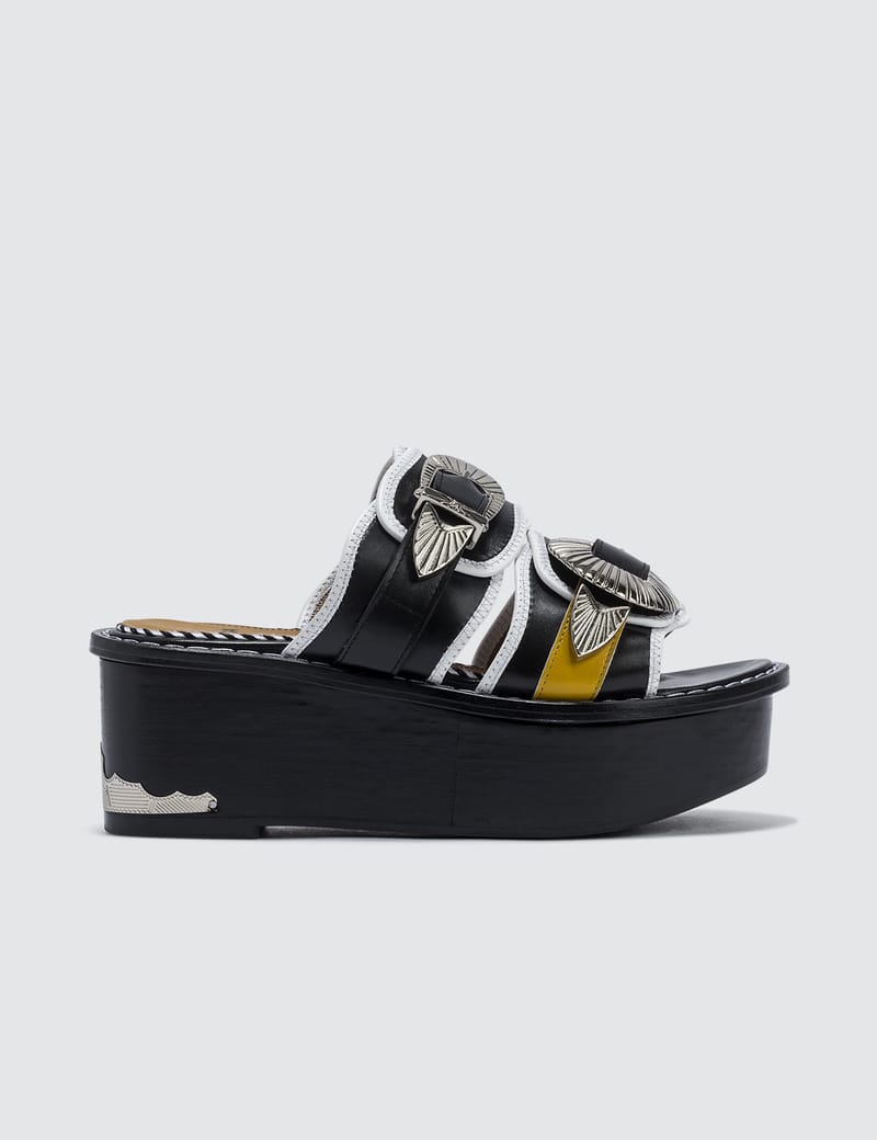 Toga Pulla - Leather Mix Platform Sandals | HBX