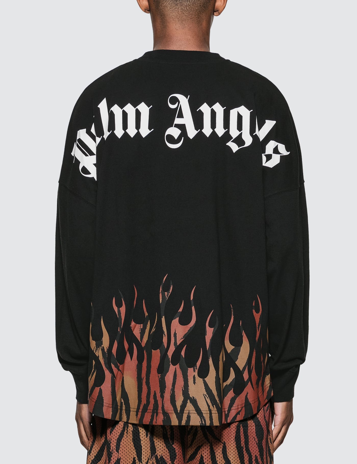 Palm Angels - Tiger Flames Logo Over Long Sleeve T-Shirt | HBX