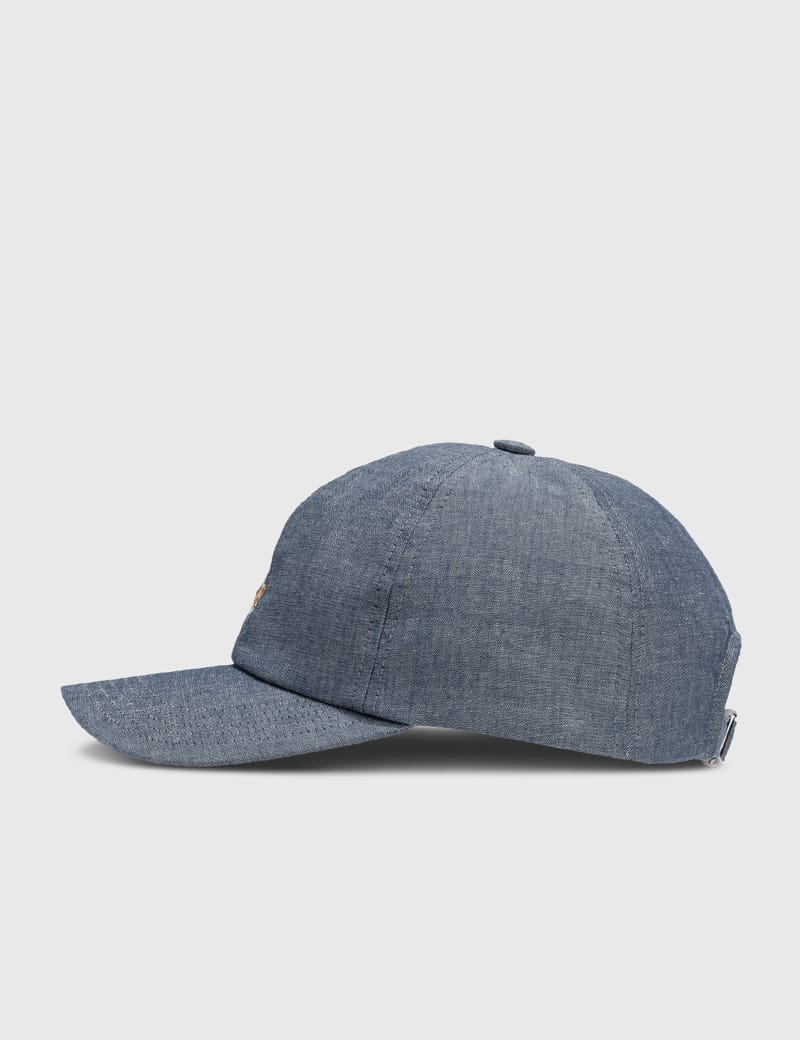 Maison Kitsuné - Small Fox Head Embroidery 6 Panel Cap | HBX